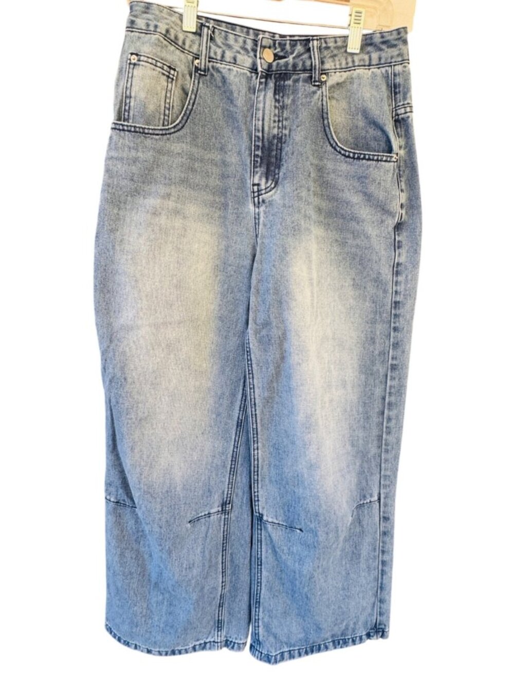 Myoursa High Waisted Wide Leg Jeans Medium Wash Women Size M Denim Blue